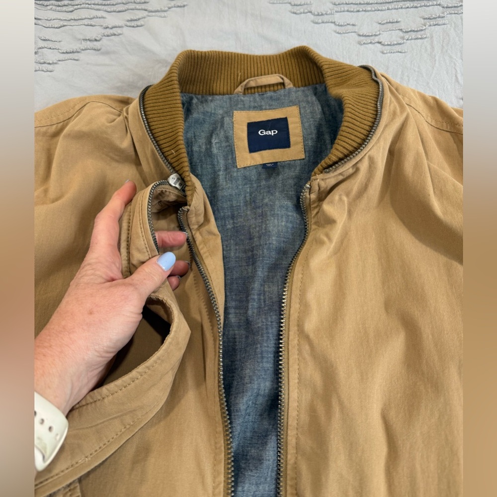 Gap 2009 Euc Light Brown Bomber Jacket For Men - image 8